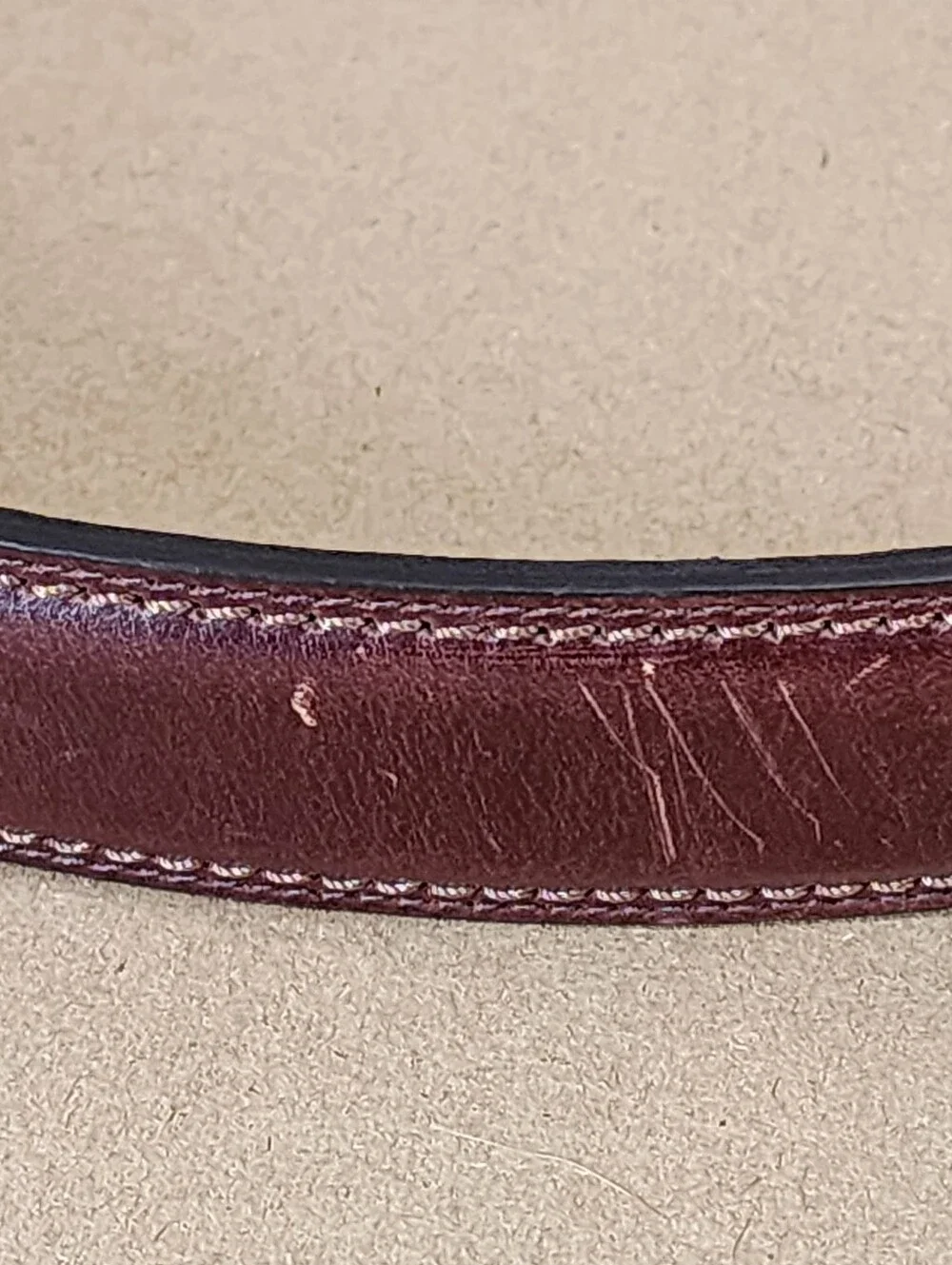 Vintage Brown Leather Belt Distressed Patina Silver Buckle Size 32 Width=1.25